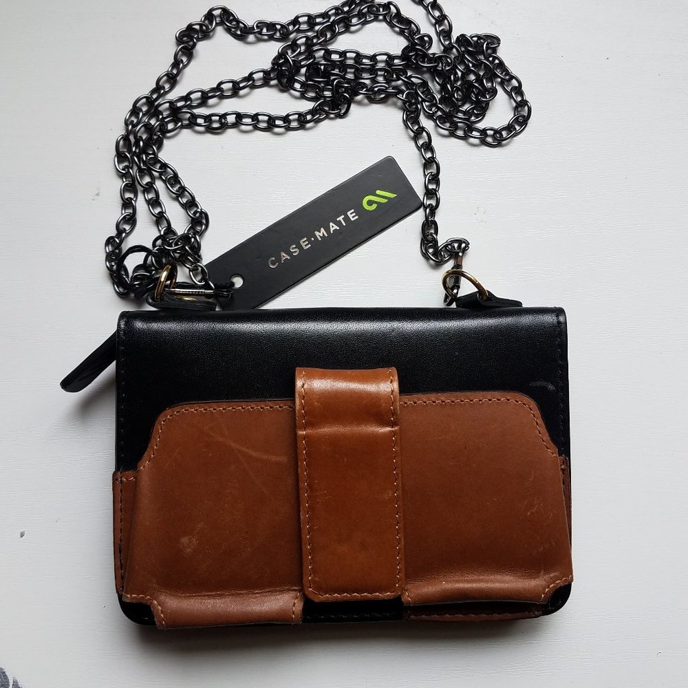 Leather Crossbody Chain Wallet